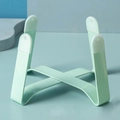 Mint green X-shaped metal stand for pet ceramic bowls with protective silicone tips - Elevated Cross Metal Stand / Mint Green