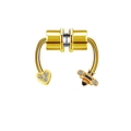 Macro detail of golden magnetic nose ring with sparkling heart and bee rhinestone charms - Gold Heart Bee Rhinestone (#10)