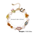 Bracciale occhio portafortuna dorato con perle e ciondoli colorati, lunghezza 19+4 cm regolabile - Stile Ciondolo Divertente Serie Perle (DNXB04184)