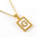 18K gold plated stainless steel necklace with shell letter G pendant and beaded edge - Letter G (Includes Chain)
