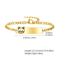 Gouden roestvrijstalen armband met rechthoekige kattenhanger en verstelbare ketting - Goud-Zwart Kattengezicht