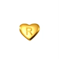 Golden titanium steel heart pendant with letter R engraving and smooth finish - Letter R Style (S-P143-R)