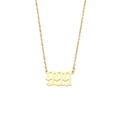 Detailed view of gold stainless steel necklace with gothic 999 number pendant design - 999