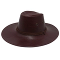 Detail of dark burgundy faux leather cowboy hat with braided rope and metal eyelets - M(56-58cm) / Burgundy