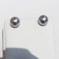 Silver-grey round pearl stud earrings in a minimalist French style on a white stand - 10mm 925 Sterling Silver Post Earring