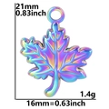 Macro detail of rainbow plated maple leaf pendant showing 21mm height and 16mm width - Pendant Only / Rainbow Color (Pendant Only)