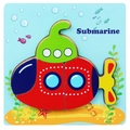 Submarine theme 3D wooden puzzle toy for kids featuring colorful submarine and sea life - Jm 3d-submarine