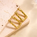 Créoles rectangulaires à texture bambou avec finition dorée 18k et surface polie - EH107/Bambou Rectangle Rétro