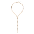 Collier chaîne en métal doré en forme de Y avec des anneaux rectangulaires imbriqués élégants - Doré