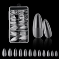Detailed clear press-on nail kit showing various sizes in 10-grid storage box with numbers - QSW11 (120Pcs Boxed)