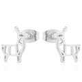 Minimalist silver reindeer stud earrings with geometric hollow design and butterfly backs - Geometric Deer / Steel