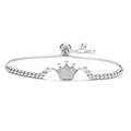 Silbernes Kronenarmband mit Zirkonia-Details und verstellbarem Schiebeverschluss - Kronenstil A (CB00150CX)