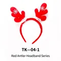Christmas reindeer antler headband in red plush with white snowflake sequin detail - TK-04-1 (Wrapped Red Small Antler Headband)