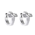 Silver cross hoop earrings for men with micro-pave cubic zirconia hip-hop jewelry style - Cross Earrings