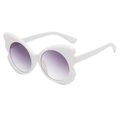 Modern white butterfly frame sunglasses with purple gradient lenses for women - Solid White Frame Gradient Gray Lenses