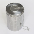 Cylindrical stainless steel tea infuser with fine mesh and hanging chain hook - Over-sized Regular Style 89*137mm