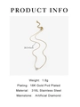 Detail info showing 316L stainless steel heart pendant with 18K gold PVD coating - Zircon Heart Gold