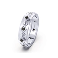 S925 sterling silver men's chain ring with alternating square and round black zircons - NMR04-Alternating Black Stones Silver Ring-Size 13