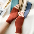 Knitted fingerless gloves for women in brick red and assorted warm winter colors - Rust Red
