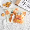 Cute cartoon orange bear self-sealing food packaging bag for snacks and cookies - Three Naughty Bears / 13.5 x 13.5cm
