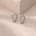 Silver hoop earrings with irregular hammered texture and minimalist artistic style - Silver Irregular Lava Texture