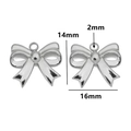 Silver stainless steel bow pendant measuring 14mm by 16mm for DIY jewelry making - Style 14 / Steel