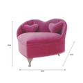 Pink heart-shaped velvet jewelry box in sofa style with metal legs, size 18x13x14cm - Rose Pink Heart-Shaped Chair