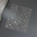 Detailed view of silver metallic 3D nail art stickers with moon and star shapes - Y2K Star Moon Strawberry Style (CO-567) / Silver
