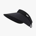 Women's black ice silk wide brim sun visor hat with adjustable back and metal logo - Adjustable / 23H030 Style (Ice Silk Windproof Rope) / Black