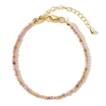 Bohemian style pink natural stone beaded bracelet with gold lobster clasp and chain - Pink Style (B-B24071901A)