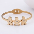 Golden bracelet with three human-shaped charms and sparkling zircon inlay - Three Figures Style (KB96143-K)
