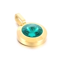 Green crystal stone pendant with faceted round cut and gold stainless steel bezel setting - Emerald Green Gemstone Gold Base (KP100729-K)