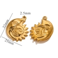 Golden stainless steel sun and moon pendant for DIY jewelry making 32x25mm - Gold Sun Face Mystery Mix Style H