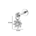 Intern schroefdraad bloem labret stud van roestvrij staal met heldere zirkonia steentjes, 0,7 cm - Zonnebloem Stijl (2639-6) / 1.2x8mm / Zilver