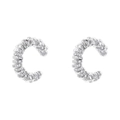 Dettaglio di ear cuff a C argentati con motivo in metallo intrecciato a spirale - VE1427 Oro Bianco 1 Paio (Trama a Spirale)