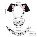 Plush dalmatian dog costume set featuring spotted ears headband, bowtie, and tail for kids - Double Black Ear Spotted / 3-Piece Set