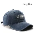 Vintage navy blue washed cotton baseball cap with Los Angeles 1950 embroidery detail - Navy Blue