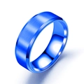 Men's 8mm blue matte stainless steel ring with brushed finish and beveled edges - US 5 / Blue