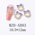 Detail view of 10.5x12mm smiley bow nail art charm with aurora zircon heart and crystals - Starry Pink Purple (AB83)