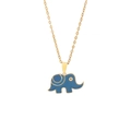 Golden chain necklace featuring a blue enamel elephant pendant with eye detail - Blue Elephant (11#)
