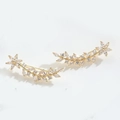 Grimpeurs d'oreilles feuilles dorées avec des pierres de zircon marquise étincelantes - Ear Crawler / ES2593 Feuille Longue (Or)
