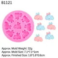 Rosa Silikonform mit neun kleinen Wolkenmulden für Bastelarbeiten mit Fondant und Schoko - 4# Rosa (B1121) / Rosa