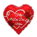 Heart-shaped red foil balloon for Mother's Day with roses and Portuguese greeting text - 18 Inch Red Rose Border Heart Happy Mother's Day (BTX020)