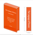 Orange acrylic book shaped flower vase with The Language of Flowers title and dimensions - Old Style Red