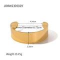 Minimalist wide hollow 18K gold plated cuff bracelet with bead trim details and dimensions - Wide Version Bead Point Decoration Style (JDBW2305029) / Gold