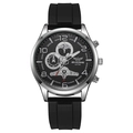 Orologio al quarzo da uomo con cinturino in silicone nero e display del calendario - Nero Cassa Argento