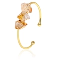 Gold-plated adjustable cuff bangle featuring three raw yellow citrine crystal stones - Three Citrine Stones Bangle