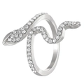 Silberner Schlangenring mit Pavé-Zirkonia Steinen im eleganten Tier-Design - Silber (Weiß K 10165)