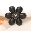 Colorful floral DIY accessory with black petals and a golden heart center decoration - Large Pearl Flower / Black