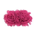 Detail of three magenta chiffon rose flowers for children's headbands and hair accessories - Deep Rose